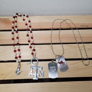 Set of 2 Texas A&M Necklaces - Beads & Dog Tags